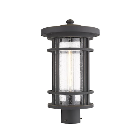 Z-Lite Jordan 1 Light Outdoor Post Mount Fixture, Oil Rubbed Bronze And Clear Seedy 570PHB-ORB